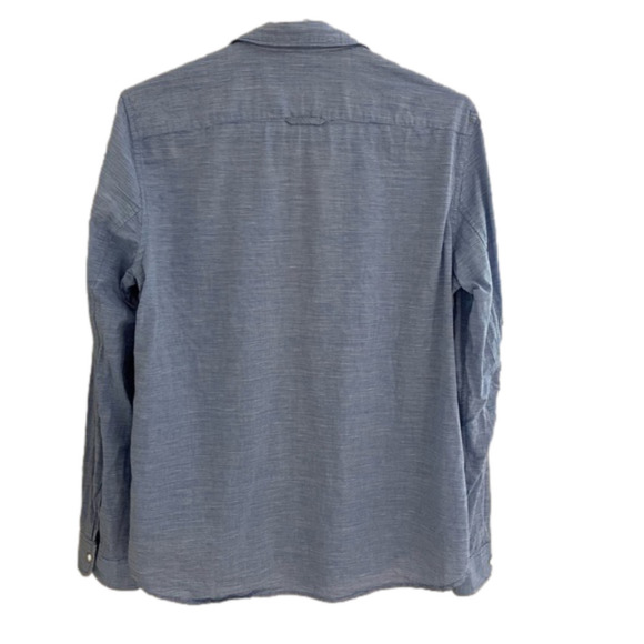 GAP The Fitted Boyfriend Striped Blue/White Button Down Front Pocket Shirt - Picture 3 of 7